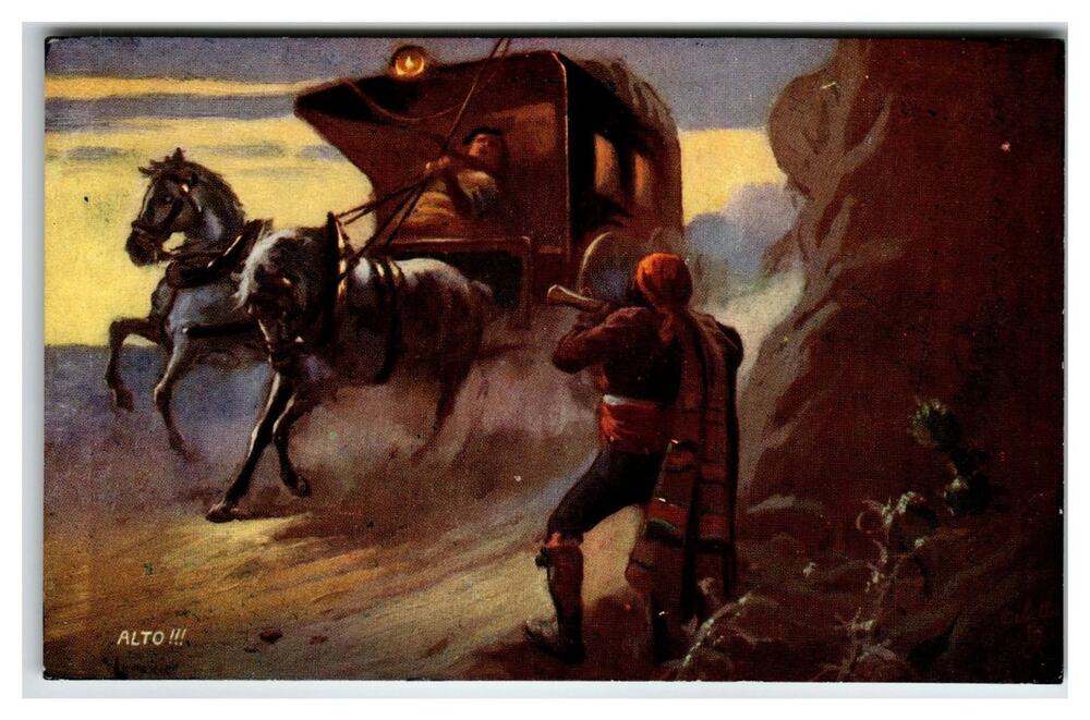 Raphael Tuck Spanish Bandit Alto Stagecoach Robbery Postcard Art 9160